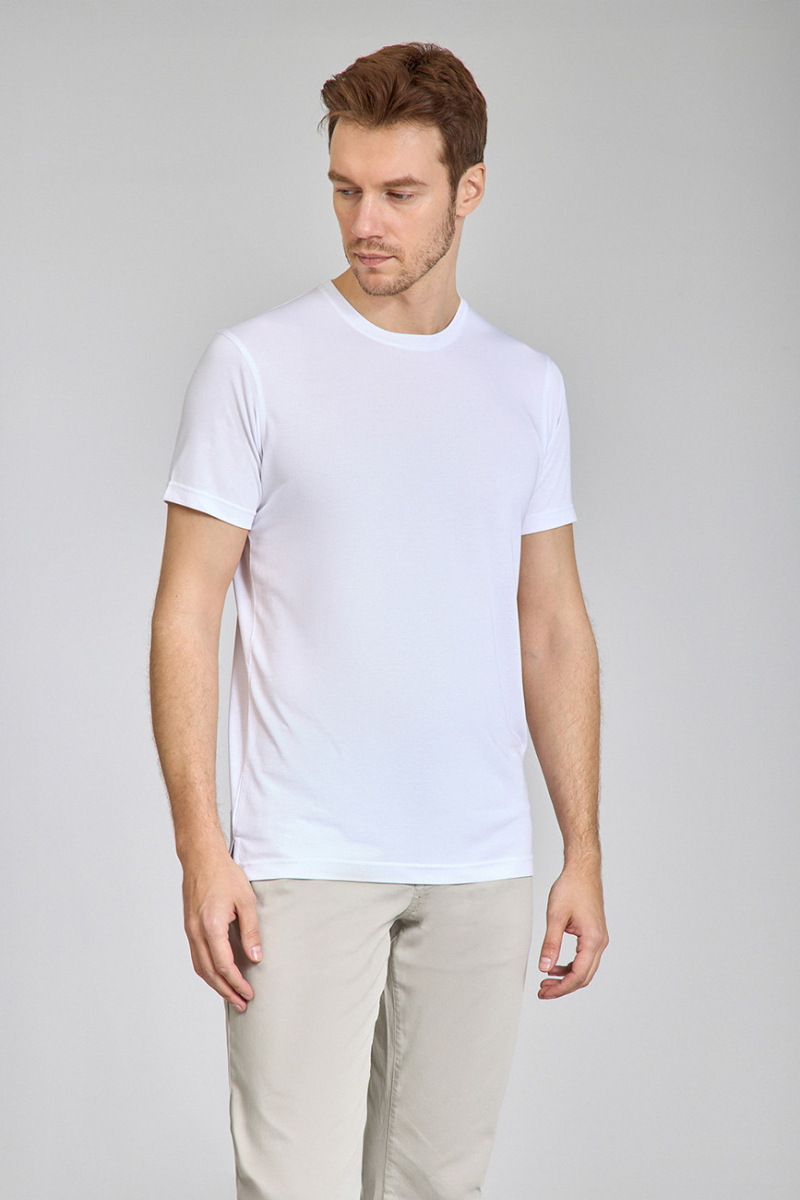 Supima Bisiklet Yaka Cool Touch Beyaz Erkek T-Shirt - 1