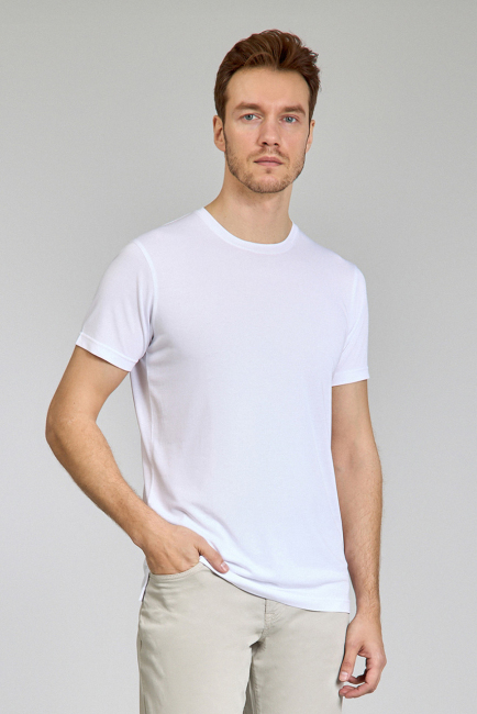 Supima Bisiklet Yaka Cool Touch Beyaz Erkek T-Shirt - 4