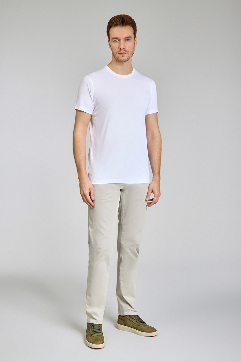 Supima Bisiklet Yaka Cool Touch Beyaz Erkek T-Shirt - 5