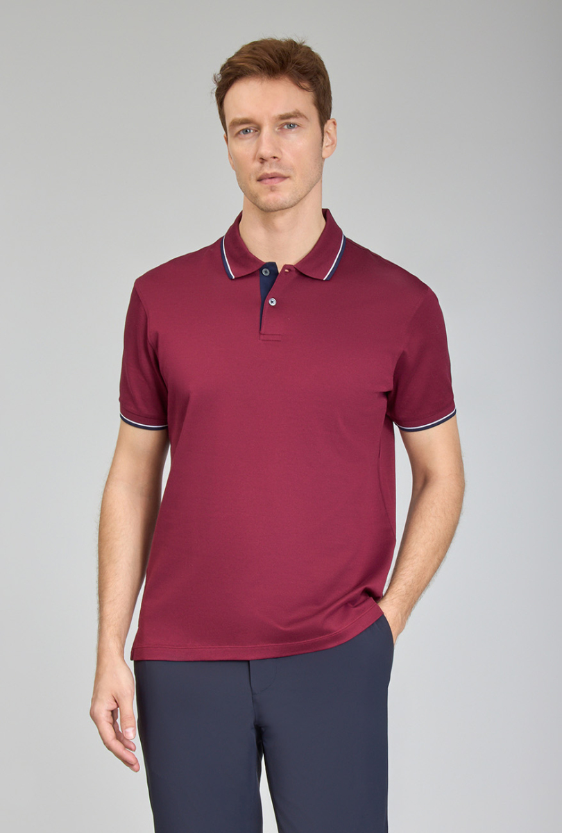 Supima Gömlek Yaka Cool Touch Bordo Erkek T-Shirt (1)