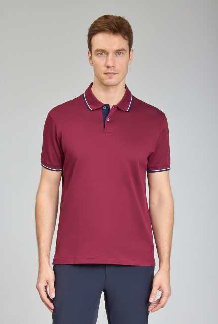 Supima Gömlek Yaka Cool Touch Bordo Erkek T-Shirt - 3