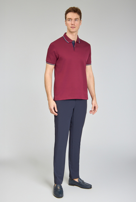 Supima Gömlek Yaka Cool Touch Bordo Erkek T-Shirt - 5