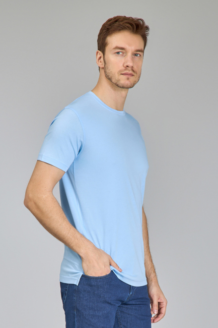 Supima Gömlek Yaka Cool Touch Erkek T-Shirt Açık Mavi - 4
