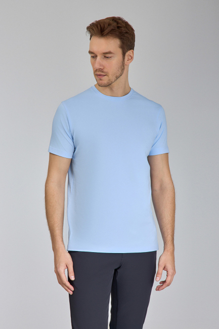 Supima Gömlek Yaka Cool Touch Erkek T-Shirt Mavi