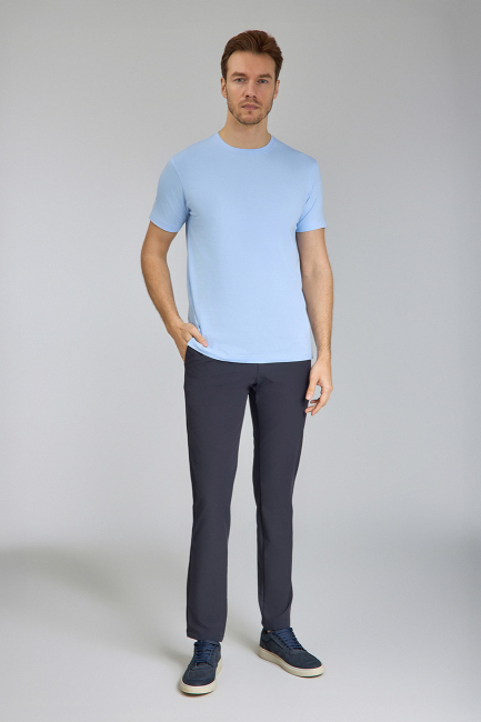 Supima Gömlek Yaka Cool Touch Erkek T-Shirt Mavi (1)