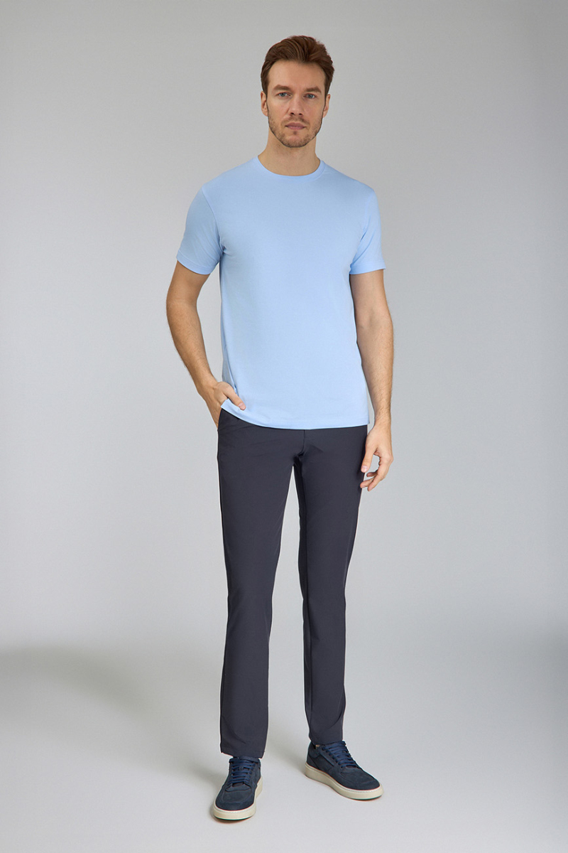 Supima Gömlek Yaka Cool Touch Erkek T-Shirt Mavi (1)