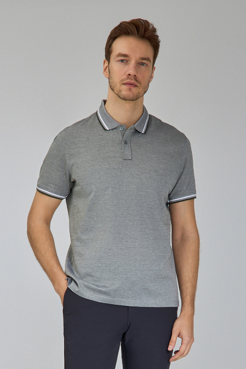 Supima Gömlek Yaka Cool Touch Haki Erkek T-Shirt - 4