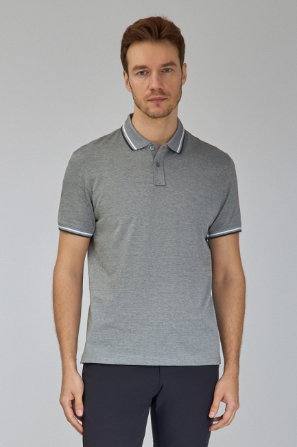 Supima Gömlek Yaka Cool Touch Haki Erkek T-Shirt