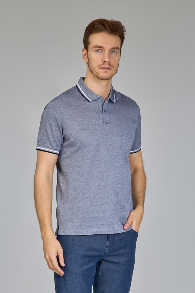 Supima Gömlek Yaka Cool Touch Lacivert Erkek T-Shirt - 5