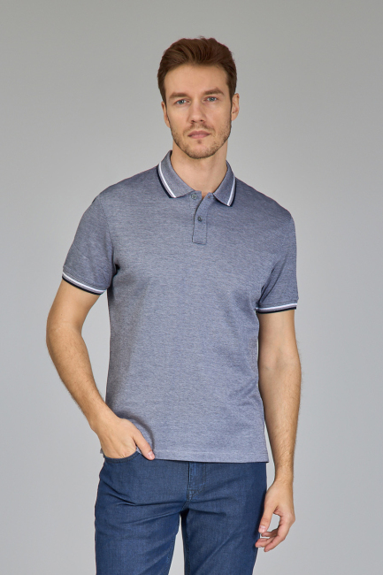 Supima Gömlek Yaka Cool Touch Lacivert Erkek T-Shirt