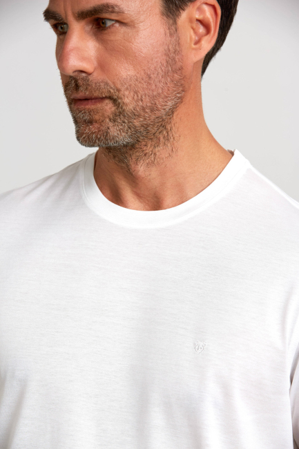 Süprem Kumaş O Yaka Beyaz Erkek T-Shirt - 3