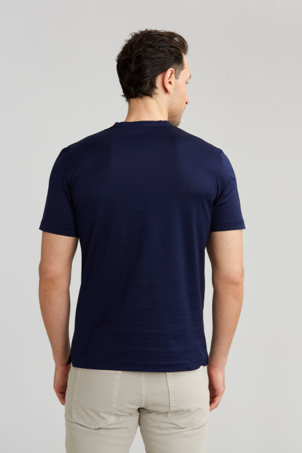 Süprem Kumaş O Yaka Lacivert Erkek T-Shirt (1)