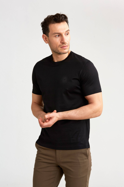 Süprem Pamuk O yaka Siyah Erkek T-Shirt - 4