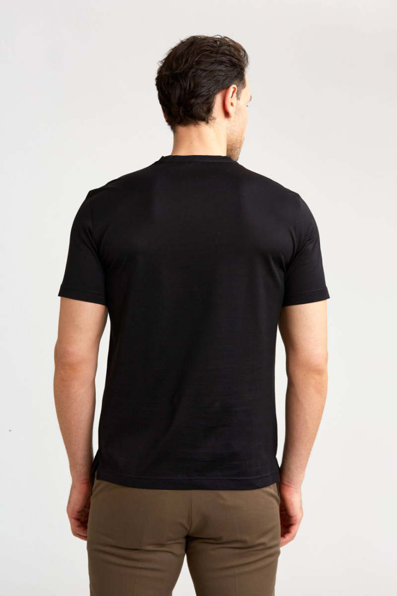 Süprem Pamuk O yaka Siyah Erkek T-Shirt - 2