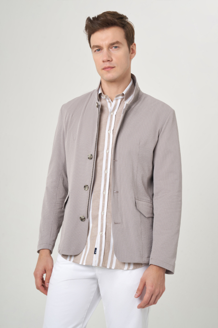 Taş Erkek Düğmeli Ceket Mont - 4