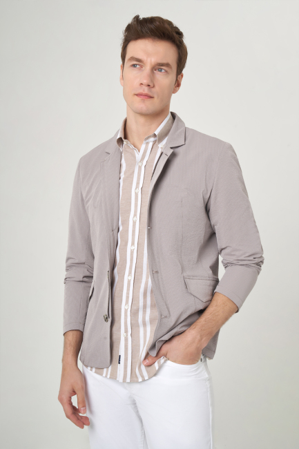 Taş Erkek Düğmeli Ceket Mont - 1