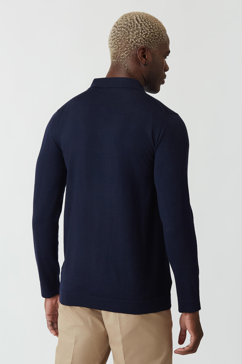 Triko Lacivert Uzun Kollu Erkek Gömlek - 2