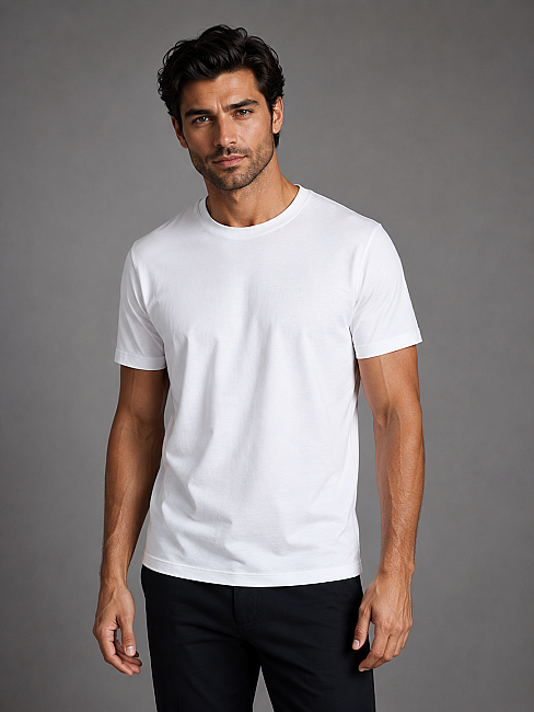 Beyaz Grubu  Bi̇si̇klet Yaka Basi̇c T-shirt