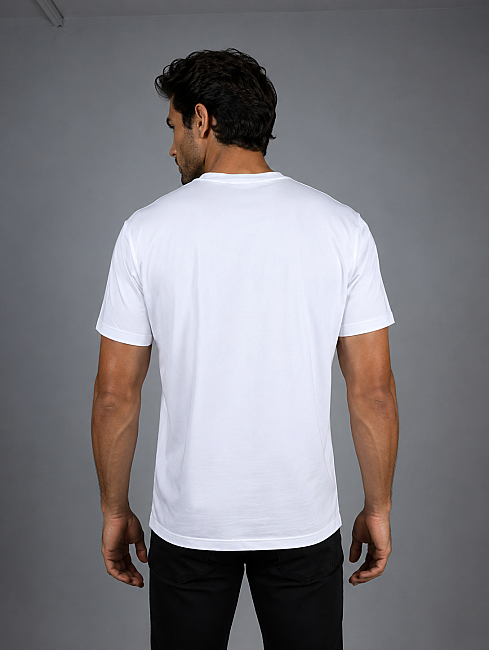Beyaz Grubu  Bi̇si̇klet Yaka Basi̇c T-shirt (1)