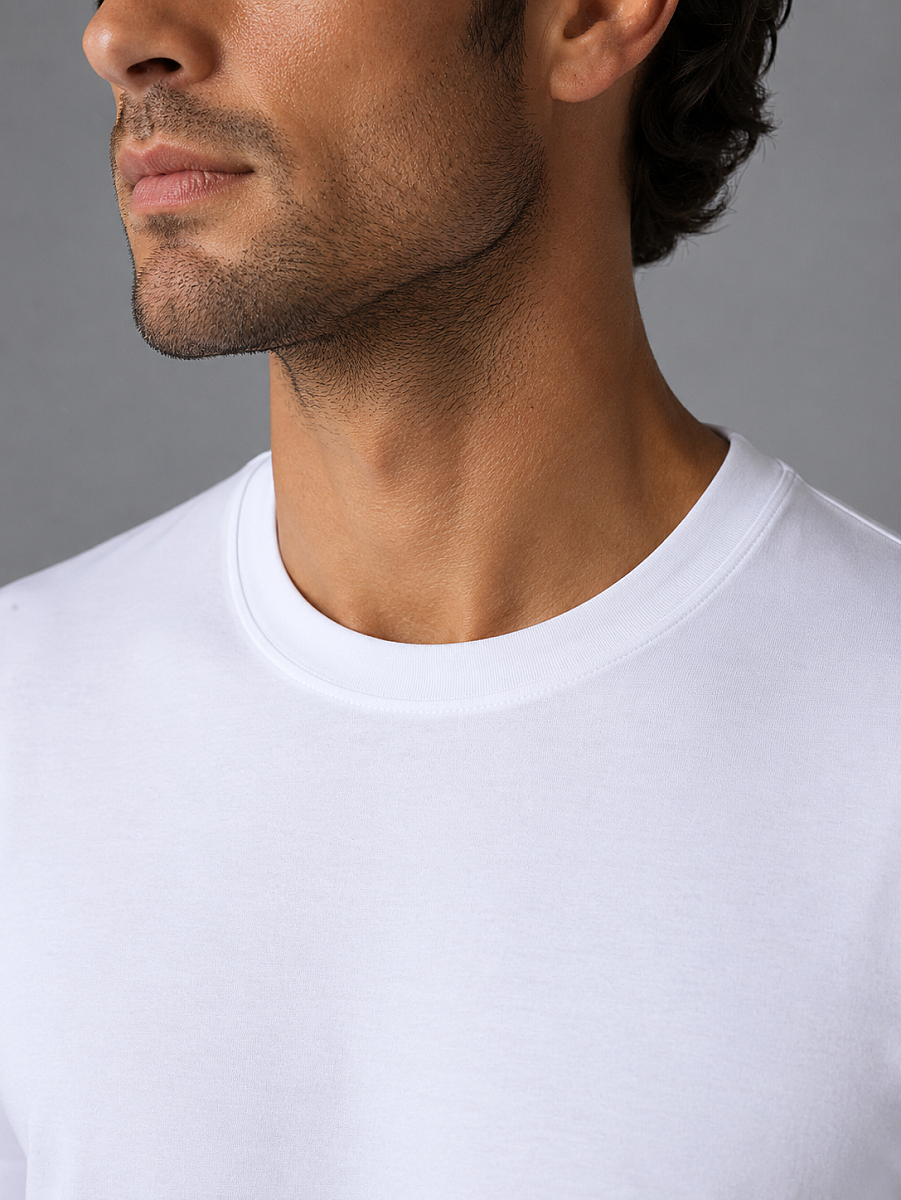 Beyaz Grubu Bi̇si̇klet Yaka Basi̇c T-shirt - 3