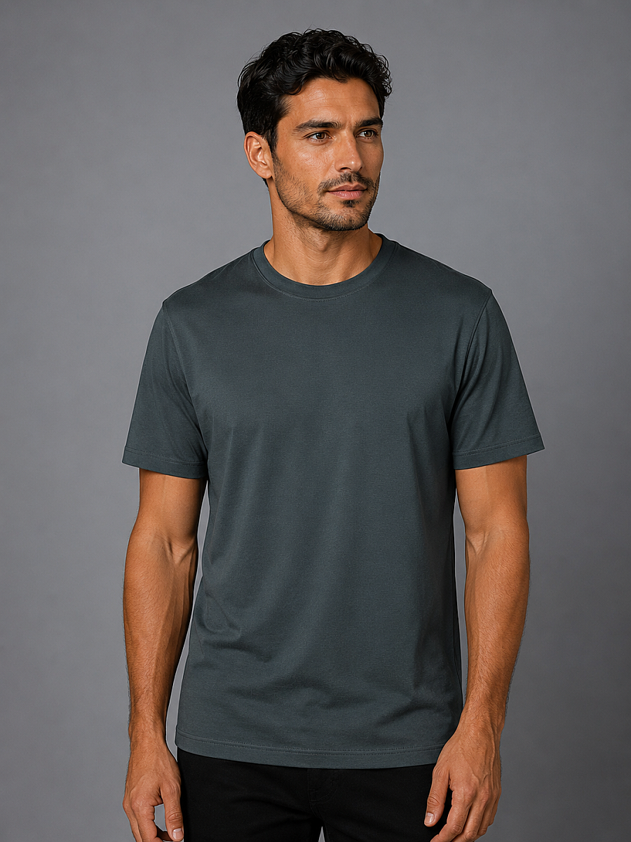 Haki Bi̇si̇klet Yaka Basi̇c T-shirt - 1