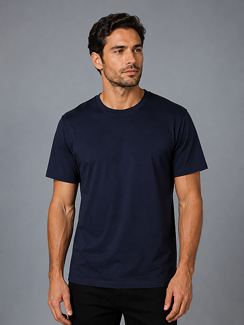 Lacivert  Bi̇si̇klet Yaka Basi̇c T-shirt