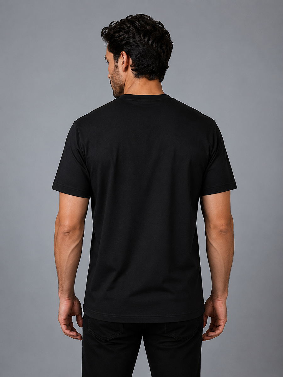 Siyah  Bi̇si̇klet Yaka Basi̇c T-shirt (1)