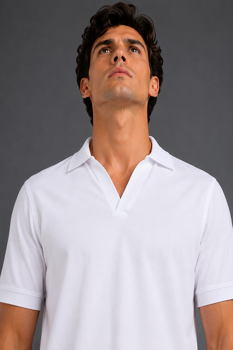 Beyaz Jakarli Kaleci̇ Yaka T-shirt - 3