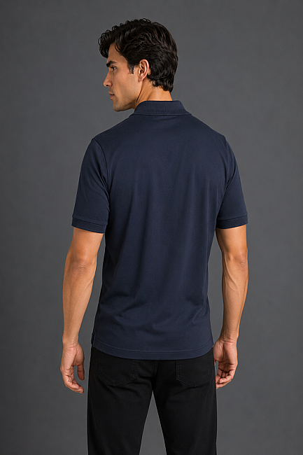Lacivert Jakarli Kaleci̇ Yaka Tshirt (1)