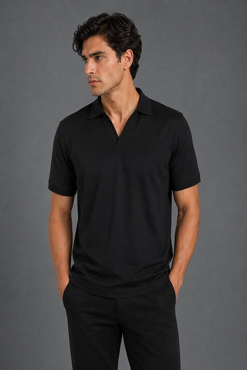 Si̇yah Jakarli Kaleci̇ Yaka Tshirt 