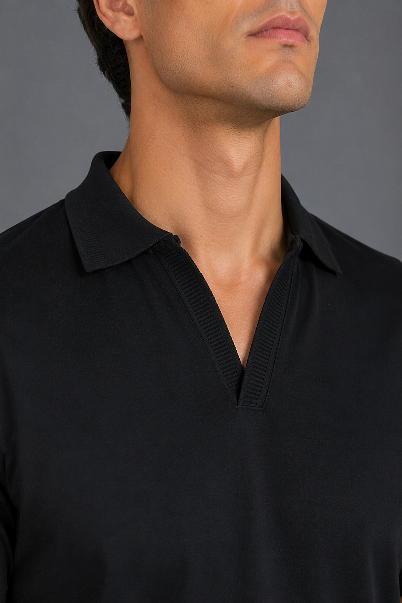 Si̇yah Jakarli Kaleci̇ Yaka T-shirt  - 3
