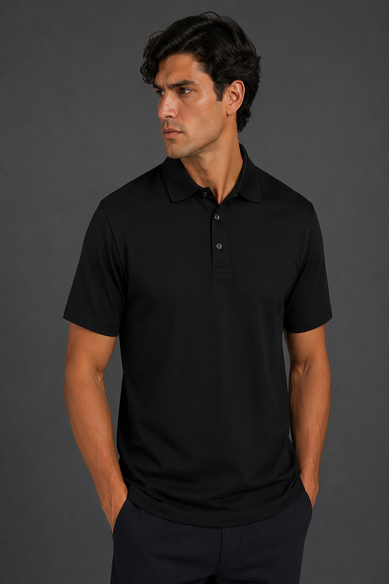 Siyah Polo Yaka T-shirt