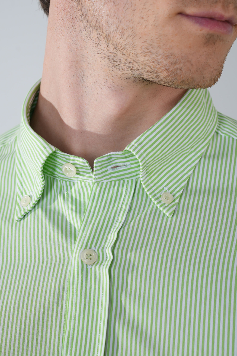 Uzun Kol Cepsiz Yeşil Pamuk Erkek Gömlek - 3