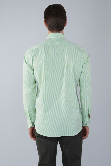 Uzun Kol Cepsiz Yeşil Pamuk Erkek Gömlek - 2