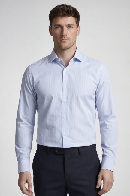 UZUN KOL İTALYAN YAKA CEPSİZ AÇIK MAVİ - 1