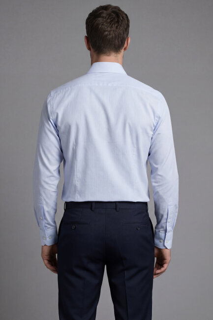 UZUN KOL İTALYAN YAKA CEPSİZ AÇIK MAVİ - 2