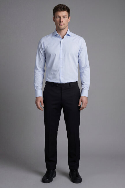 UZUN KOL İTALYAN YAKA CEPSİZ AÇIK MAVİ - 5