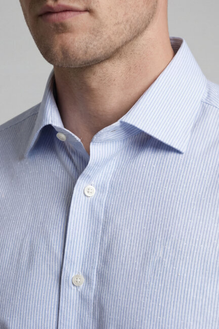 UZUN KOL İTALYAN YAKA CEPSİZ AÇIK MAVİ - 3