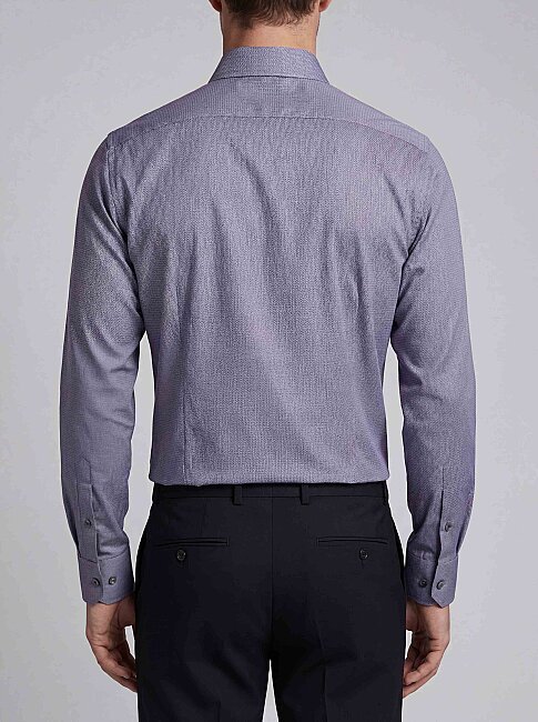 Lacivert Regular Fit Cepsiz Uzun İtalyan Yaka Gömlek - 2