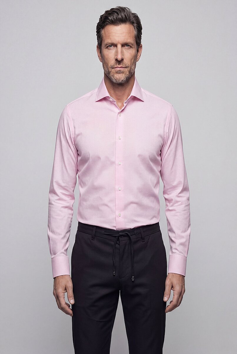 Pembe Regular Fit Cepsiz Uzun İtalyan Kaya Gömlek - 1