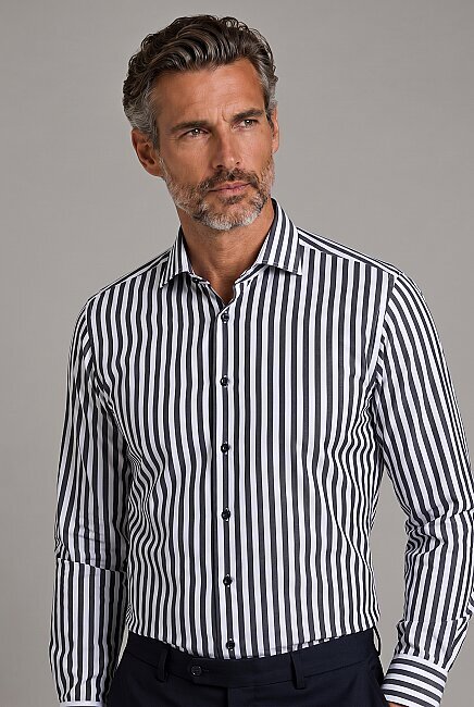 Siyah Regular Fit Cepsiz Uzun İtalyan Yaka Gömlek (3)