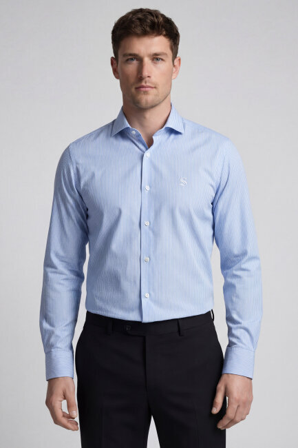 UZUN KOL İTALYAN YAKA CEPSİZ Mavi - 1