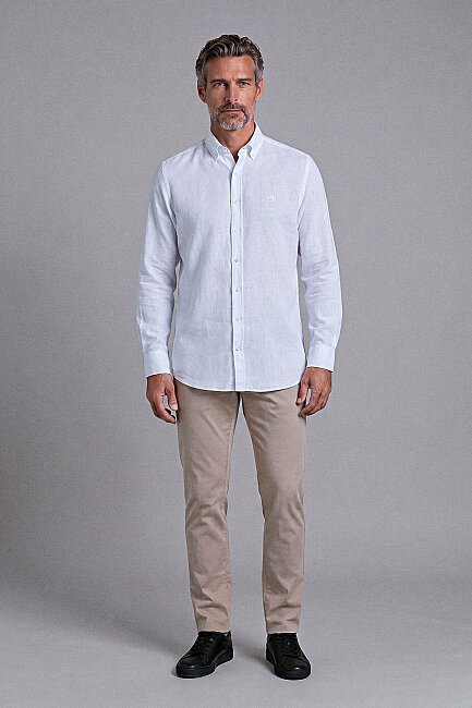 Long Sleeand Linen Shawl Collar Cepsiz Shirt White (4)