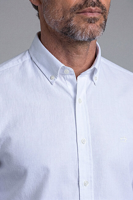 Long Sleeand Linen Shawl Collar Cepsiz Shirt White (2)