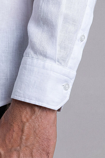 Long Sleeand Linen Shawl Collar Cepsiz Shirt White (3)
