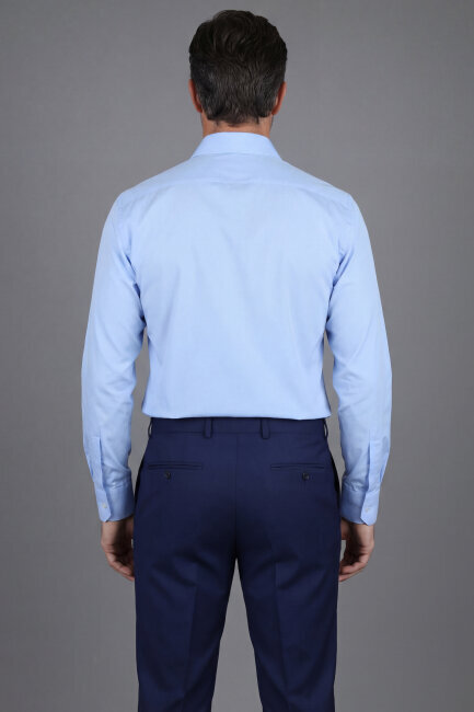 Uzun Kol Klasik B Yaka Cepsiz Açık Mavi - 2