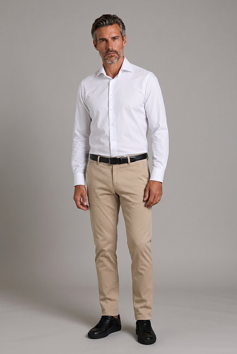 Beyaz Regular Fit Cepsiz Klasik Uzun Yaka Gömlek - 5