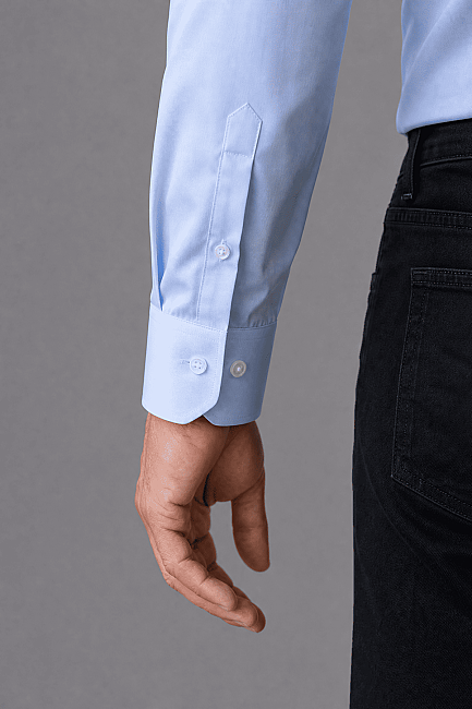 Açık Mavi Regular Fit Cepsiz Klasik Uzun Yaka Gömlek - 5