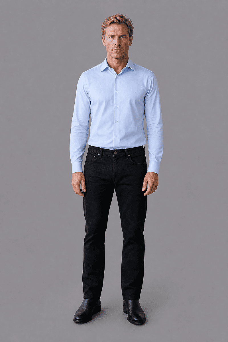 Açık Mavi Regular Fit Cepsiz Klasik Uzun Yaka Gömlek - 6