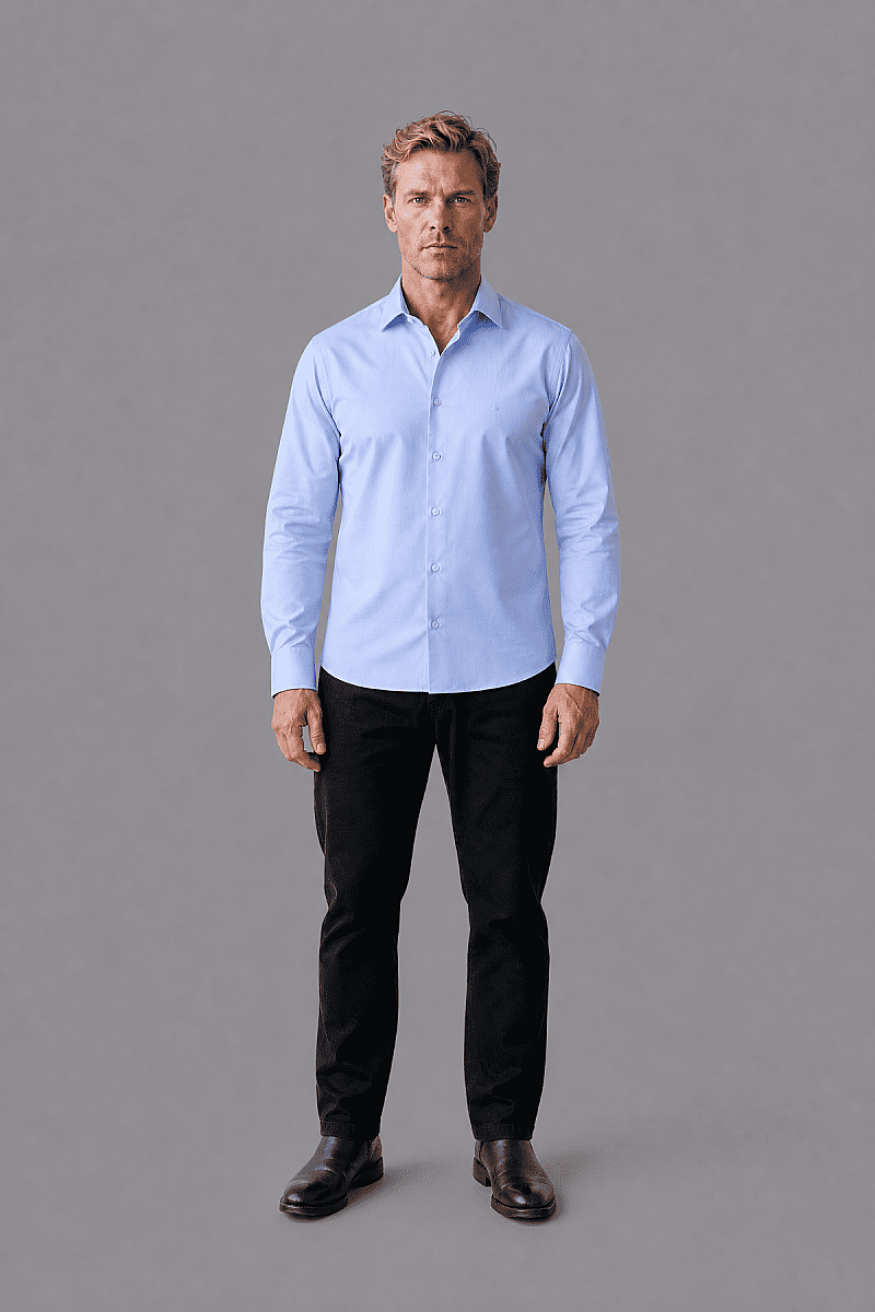 Mavi Regular Fit Cepsiz Klasik Uzun Yaka Gömlek - 1
